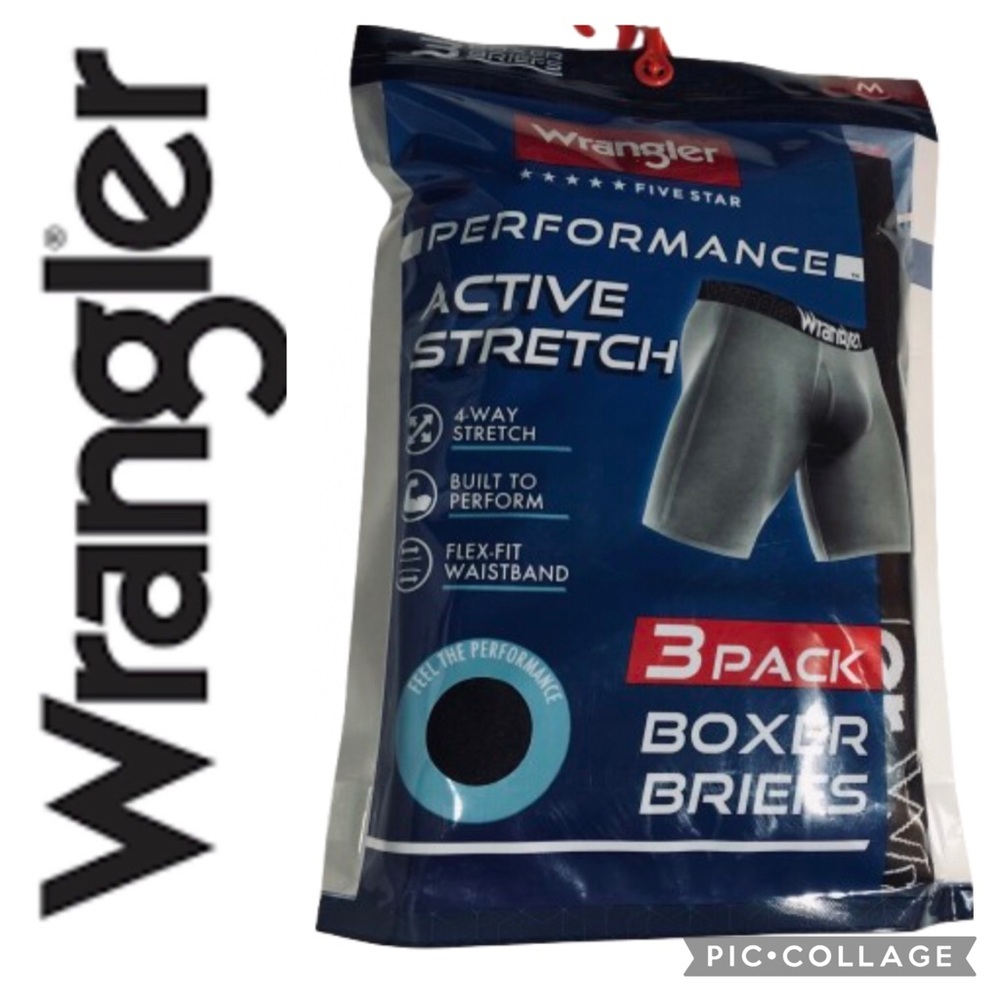 NEW WRANGLER Boxer Briefs Men's Underwear, 3-Pack, Medium, 32” - 34”